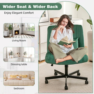 Sunvega Adjustable Ergonomic Armless Office Chair with Plush Linen Upholstery