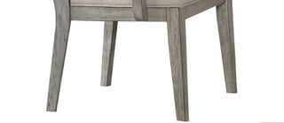Sunvega Fabric Upholstered Side Chair with Wooden Backrest and Gray Oak Finish