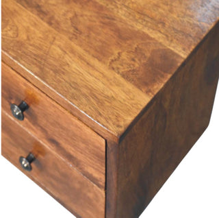 Sunvega Solis Collection Solid Mango Wood Wall Mounted Nightstand with Two Drawers