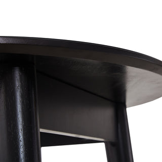 Sunvega Mid-Century Modern Walnut Round Dining Table with White Pedestal Base for 4