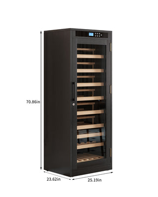 Sunvega Black Wood Multi-Tiered Wine Cabinet with Intelligent Temperature Control
