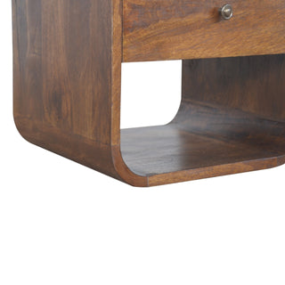Sunvega Solid Mango Wood Chestnut Finish Nightstand with Drawer and Open Slots