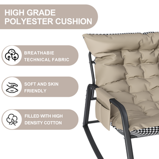 Sunvega Rocking Chair with Storage Cushions Armrests All-Season Comfort Lounge Recliner