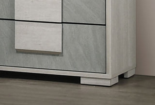 Sunvega Contemporary White Wash Stone Gray French Dovetail Drawer Chest with Wood Panels