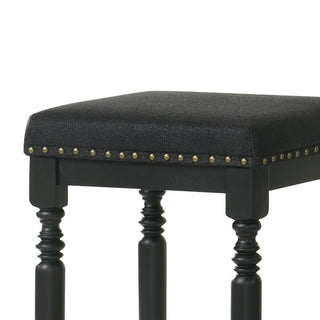 Sunvega Distressed Wooden Farmhouse Barstools with Faux Leather Seat, Counter-Height