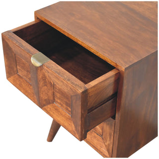 Sunvega Solid Mango Wood Nightstand with Quad Drawers and Nordic Legs