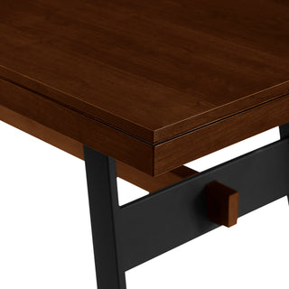 Sunvega Modern Industrial Dark Walnut Wood and Metal Dining Table Seats 8