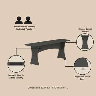 Sunvega Mid-Century Modern Dining Bench Set of 2 with Curved Silhouette