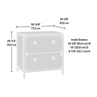 Sunvega Rustic Brown Lateral File Cabinet with Two Spacious Lockable Drawers