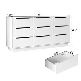 Sunvega 8 Drawer Wooden Dresser with Large Storage for Bedroom Living Room