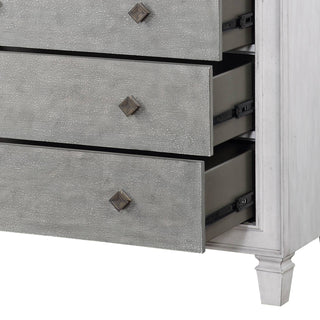 Sunvega Transitional Rustic Gray and Weathered White Finish Chest with Felt Lining