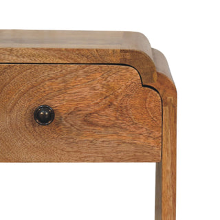 Sunvega Handcrafted Solid Mango Wood Nightstand with Drawer and Open Shelf