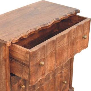 Sunvega Solid Mango Wood Chest with Roasted Almond Finish and Scalloped Edges