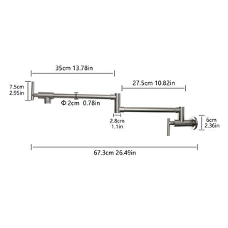 Sunvega Brass Wall Mounted Pot Filler Faucet with Stretchable Double Joint Swing Arms