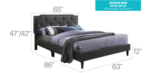 Sunvega Stylish Casual Gray Queen Bed Frame with Durable Support