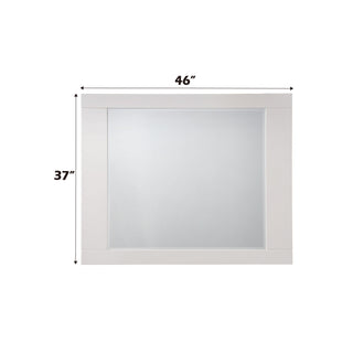 Sunvega White High Gloss Finish Mirror with Beveled Edge and Rubberwood Frame