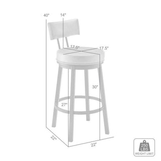 Sunvega Swivel Bar Stool in Cloud Finish with White Faux Leather Upholstery