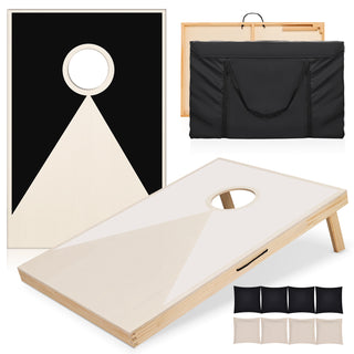 Sunvega Solid Wood Cornhole Set with 2 Boards 8 Bags and Carrying Case
