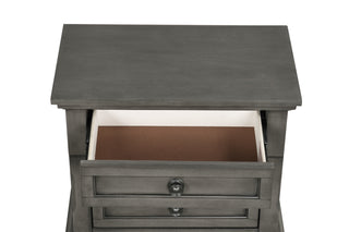 Sunvega Gray Modern Nightstand with Full Extension Drawers and Felt-Lined Top