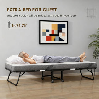 Sunvega Portable Single Size Folding Bed with Memory Foam Mattress and Steel Frame