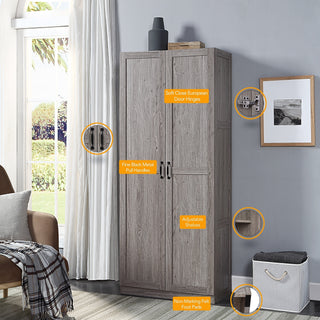Sunvega Modern Free Standing Wardrobe Closet with 4 Large Adjustable Shelves