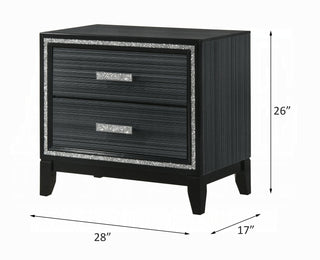 Sunvega Contemporary Modern Weathered Black Nightstand with Two Storage Drawers
