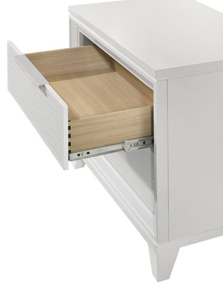 Sunvega Modern White Textured Finish Nightstand with Two Storage Drawers