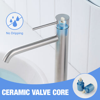 Sunvega Brushed Nickel Single Hole Waterfall Bathroom Sink Faucet with Single Handle