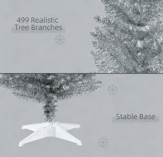 Sunvega Pencil Artificial Xmas Tree with Faux Snow Flocked Full Branch Tips Flame-retardant