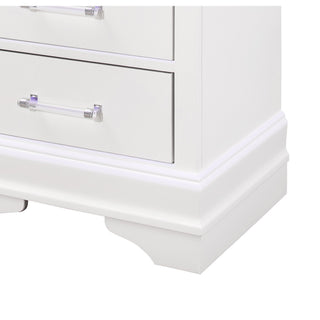 Sunvega White 2 Drawer Nightstand with Spacious Storage and LED Lighting