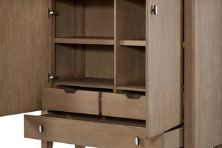 Sunvega Toffee Wood Cabinet with Soft-Close Hinges and Drawers