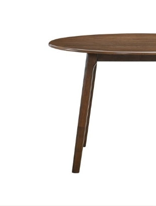 Sunvega Walnut Finish Round Dining Table with Fixed Tabletop for Family Meals