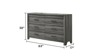 Sunvega Modern Gray 6-Drawer Wood Dresser with Ample Storage for Bedroom