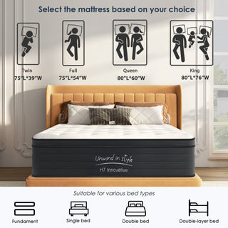 Sunvega Twin Size 8 Inch Hybrid Mattress with Cooling Memory Foam and Pocket Springs