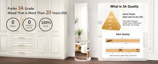 Sunvega 360° Rotating Full Length Mirror with Hook Storage Coat Rack Solid Wood Floor Mirror