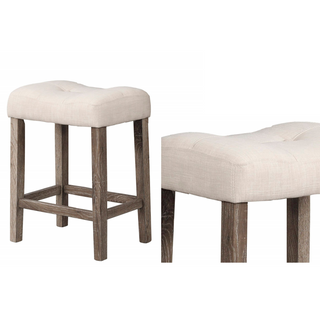Sunvega Linen Blend Upholstered Side Chair Set of 2 with Oak Finish for Dining Room