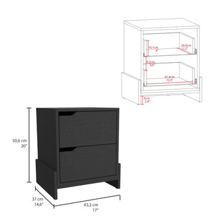 Sunvega Modern Nightstand with Two Spacious Drawers and Sleek Base