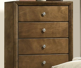 Sunvega Transitional Walnut Finish Chest with 5 English Dovetail Drawers and Metal Knobs