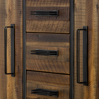 Sunvega Antique Acacia Finish Buffet Cabinet with Soft Close Drawers for Living Room