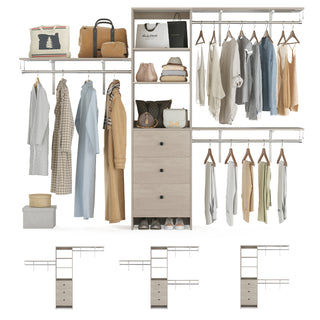 Sunvega High Capacity Wardrobe Rack with 3 Drawers, Shelves & Expandable Hanger Rods