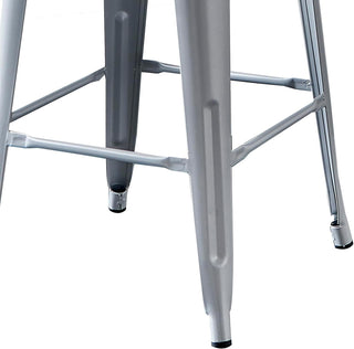 Sunvega Lightweight Industrial Metal Barstools with Bucket Back and Distressed White Finish