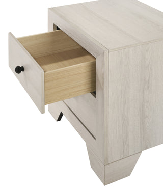 Sunvega Rustic Brown Gray Finish Wooden Nightstand with Two Drawers for Bedroom