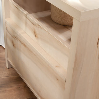 Sunvega Modern Rustic Night Stand with Large Drawer and Wave Pattern