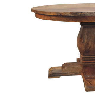 Sunvega Solid Wood Valentina Round Dining Table with Sculpted Pedestal Base