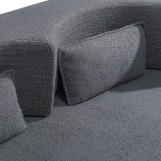 Sunvega Soft Teddy Bear Fabric Folding Sofa Bed Sleeper Futon for Living Room