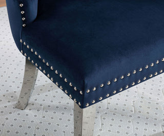 Sunvega Glam Style Wingback Dining Chairs with Upholstered Seat and Crystal-like Acrylic Buttons