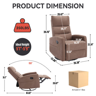 Sunvega Manual Recliner Chair with 360 Degree Swivel and Rocking Function in Grey Fabric