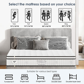 Sunvega 10 Inch Twin Size Hybrid Mattress with Individually Pocketed Innerspring