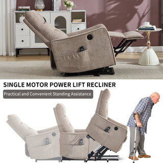 Sunvega Single Motor Power Lift Recliner Chair with Massage and Heat for Elderly