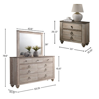 Sunvega Rustic Urban Chic White Wash Finish 4-Piece Queen Bedroom Set